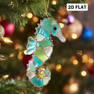 2D FLAT Ocean Sea Life Christmas Acrylic Ornament, Coastal Marine Animal Ornament, Sea Life Decor for Christmas Tree, Beach Coastal Holiday