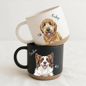 Personalized Watercolor Photo Pet Pottery Mug,Pet Portrait Coffee Cup Gift For Cat Dog Lovers, Custom Dog Remembrance Gift,Pet Memorial Gift