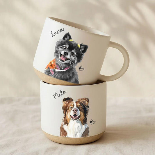 Personalized Watercolor Photo Pet Pottery Mug,Pet Portrait Coffee Cup Gift For Cat Dog Lovers, Custom Dog Remembrance Gift,Pet Memorial Gift