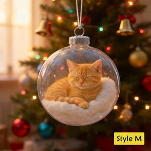 Personalized 2D/3D Animals Xmas Acrylic Ornaments-Cat/Fox/Deer/Cow/Bunny/Bear/Squirrel,Christmas Balls with Snow Scene,Christmas Tree Decor