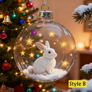 Personalized 2D/3D Animals Xmas Acrylic Ornaments-Cat/Fox/Deer/Cow/Bunny/Bear/Squirrel,Christmas Balls with Snow Scene,Christmas Tree Decor