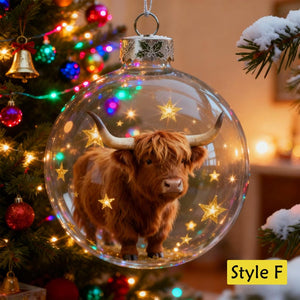 Personalized 2D/3D Animals Xmas Acrylic Ornaments-Cat/Fox/Deer/Cow/Bunny/Bear/Squirrel,Christmas Balls with Snow Scene,Christmas Tree Decor