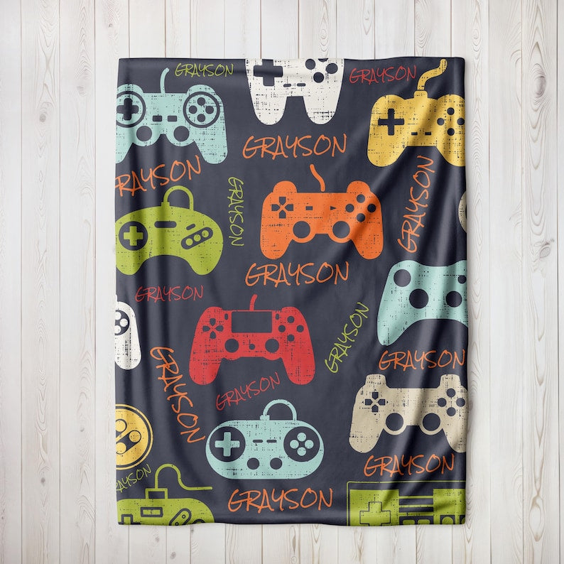 Personalized Gaming Blanket | Gift for Gamers | Teen Boy Gift | Customized Gift for Him | Blanket Gift for Kids | Name Blanket Gift