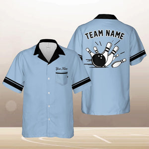 Personalized Retro Bowling Hawaiian Pocket Shirt for Men Women, Custom Name Bowling Shirt, Bowling Pocket Shirt, Vintage Bowling Team Name