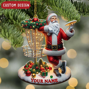 Personalized Disc Golf Santa Ornament, Custom Christmas Gift for Disc Golfers, Holiday Sports Decor, Funny Santa Keepsake