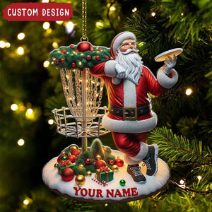 Personalized Disc Golf Santa Ornament, Custom Christmas Gift for Disc Golfers, Holiday Sports Decor, Funny Santa Keepsake