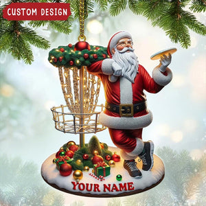 Personalized Disc Golf Santa Ornament, Custom Christmas Gift for Disc Golfers, Holiday Sports Decor, Funny Santa Keepsake