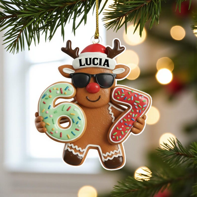 Gingerbread Six Seven Ornament Gen Alpha 67 Christmas Ornament for Kids & Teens