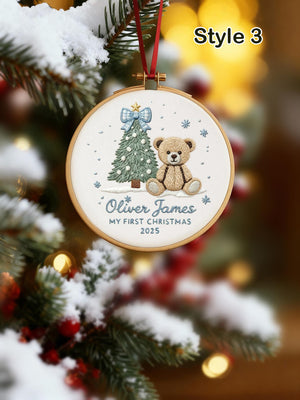 Custom Embroidered Baby Name Ornament, Monogrammed Baby First Christmas Keepsake, Nursery Holiday Decor, Newborn Gift For Christmas 2025