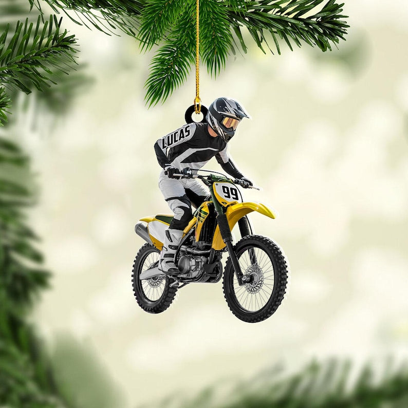 Personalized Dirt Bike Ornament: Custom Motocross Ornament, Motorcycle Ornament, Bike Christmas Ornament, Gift for Racing Lover, Rider Gift