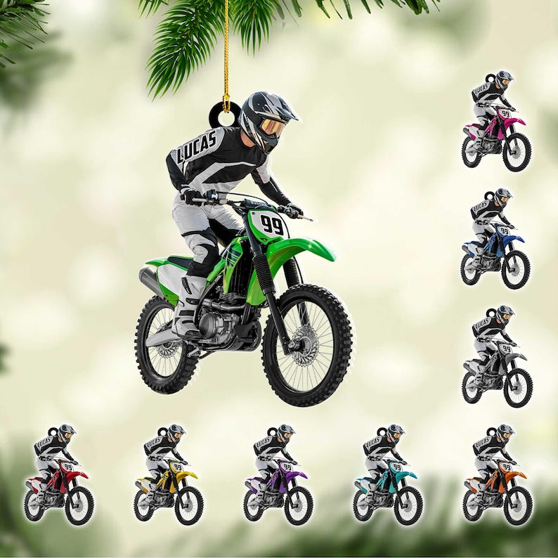 Personalized Dirt Bike Ornament: Custom Motocross Ornament, Motorcycle Ornament, Bike Christmas Ornament, Gift for Racing Lover, Rider Gift
