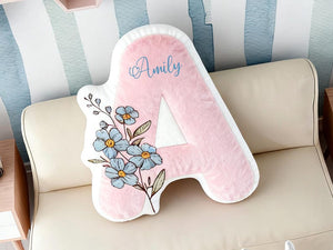 Personalized Birth Flower Letter Pillow,Initial Birth Flower Pillow,Floral Pillow,Birthday Gift for Her,Gift For Mom/Bridesmaid,Wedding Gift