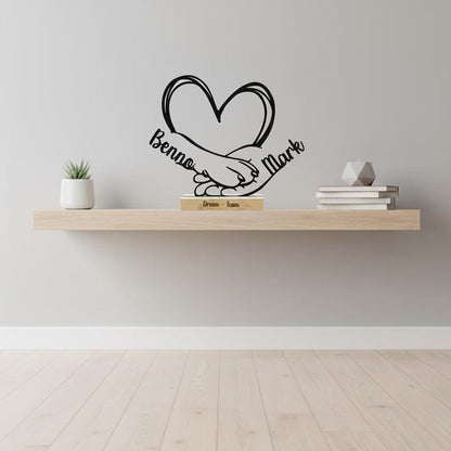 Personalized gift for dog lovers: 3D printed dog paw and hand stand. A unique gift with a name, a pet memorial.