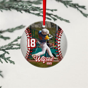 Custom Baseball Ceramic Ornament, Personalized Sports Photo Ornament, Baseball Player Christmas Decor, Team Gift Keepsake, Holiday Ornament
