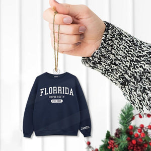 Custom University Sweater Ornament 2025, Personalized College Hoodie Ornament, School Spirit Decor, Graduation Keepsake, Freshman Ornament
