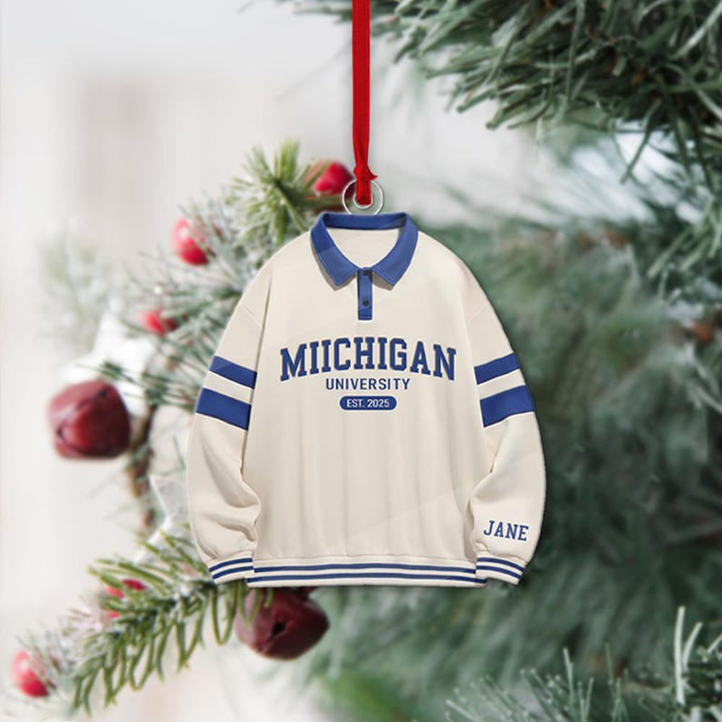 Custom University Sweater Ornament 2025, Personalized College Hoodie Ornament, School Spirit Decor, Graduation Keepsake, Freshman Ornament