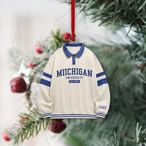 Custom University Sweater Ornament 2025, Personalized College Hoodie Ornament, School Spirit Decor, Graduation Keepsake, Freshman Ornament