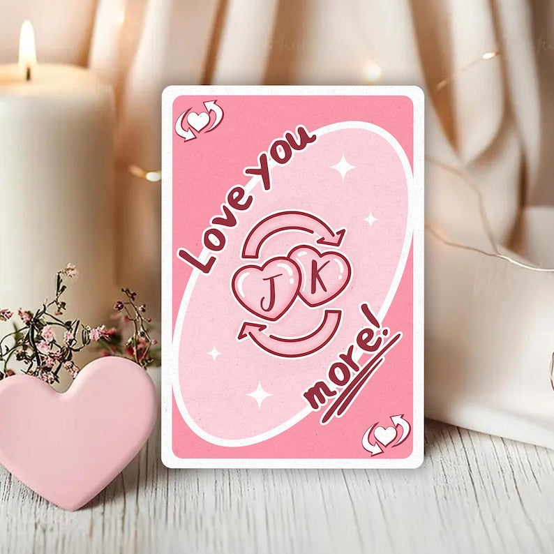 Reverse Love Card I Love You More Personalized Couple Name Card,Anniversary Gift for Him/Her, Funny Wedding Anniversary Gift for Husband
