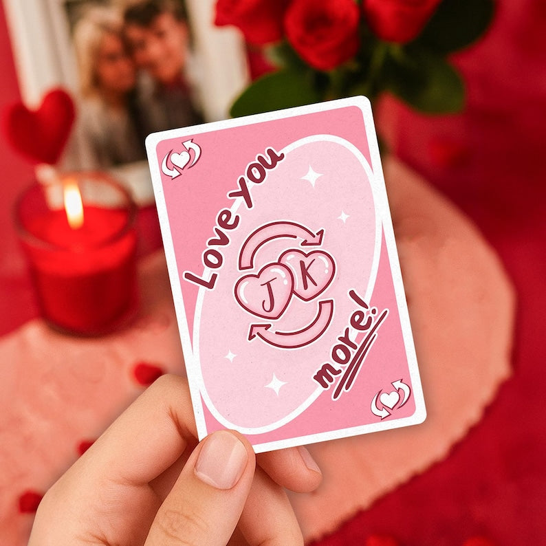 Reverse Love Card I Love You More Personalized Couple Name Card,Anniversary Gift for Him/Her, Funny Wedding Anniversary Gift for Husband