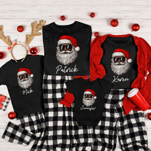 Black Santa Claus Sun Glasses Family Shirts 2025 Christmas Pajamas, African American Santa Claus, Brown Santa Face Family Matching Shirts