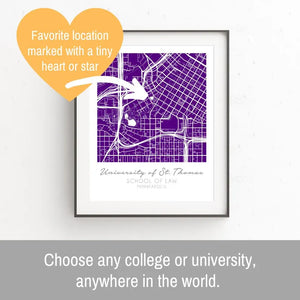 Campus Streets Graduation Map Print - Personalized Canvas Poster