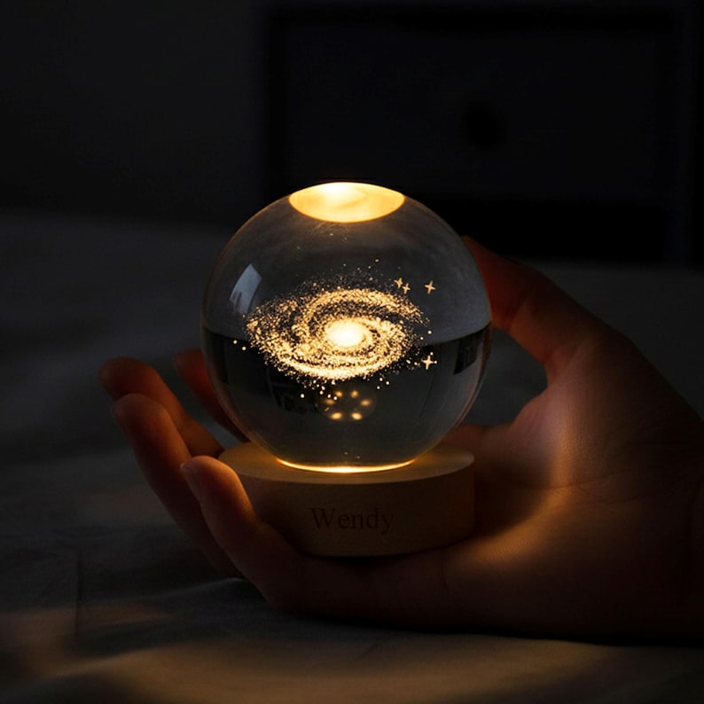 Personalized Solar System Night Light, Galaxy Globe Lamp, Milky Way Crystal Ball, Bedroom Decor, Memorial Astronomy Gift, Christmas Gifts