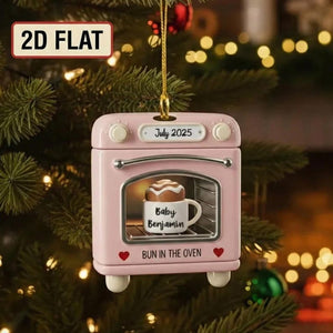 Personalized Bun in the Oven Christmas Ornament - Expecting Baby Announcement - New Mom Gift - Pregnancy Keepsake - 2D Flat Acrylic Ornament