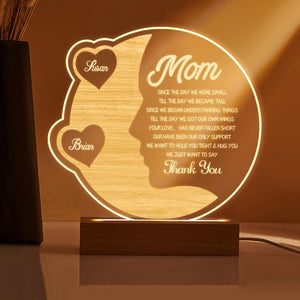 Personalized Mom Gift From Kids Custom Name Lamp, We Love You Mom Quote Night Light, Mothers Day Birthday Sentimental Plaque For Mother Sign
