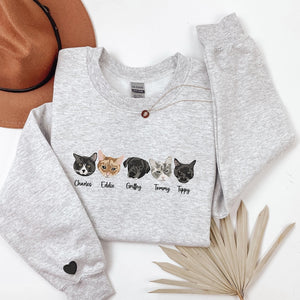 Custom Dog Face Embroidered Sweatshirt or Hoodie, Custom Pet Gift, Dog &Cat Mom Gift, Pet Memorial Gift, Up to 6 Pets