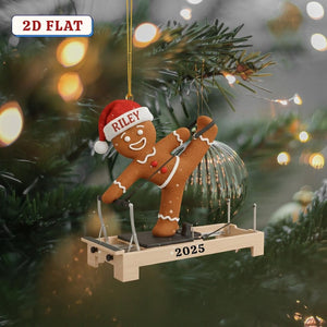 Custom 2D Flat Acrylic Gingerbread Pilates Ornament Personalized Santa Hat Reformer Decor, Cute Fitness Christmas Gift 2025