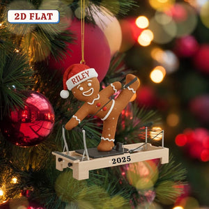 Custom 2D Flat Acrylic Gingerbread Pilates Ornament Personalized Santa Hat Reformer Decor, Cute Fitness Christmas Gift 2025