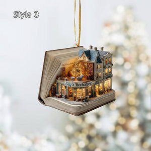 Personalized Bookstore Acrylic Christmas Ornament 2025, Book Lover Holiday Gift, Unique Literary Book Nook Decor