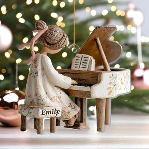 Personalized Piano Ornament, Custom Name Musician Gift, Grand Piano Player Keepsake, Music Teacher Student Christmas Present