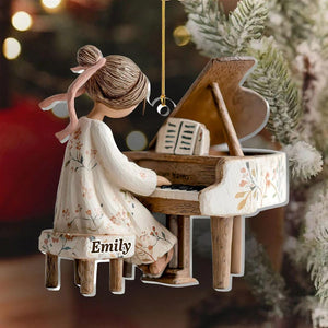 Personalized Piano Ornament, Custom Name Musician Gift, Grand Piano Player Keepsake, Music Teacher Student Christmas Present