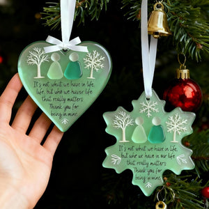 2D Sea Glass Friendship Ornament,Snowflake Timeless Friendship Acrylic Snowflake Keepsake,Christmas Tree Decor,Timeless Friendship Ornament