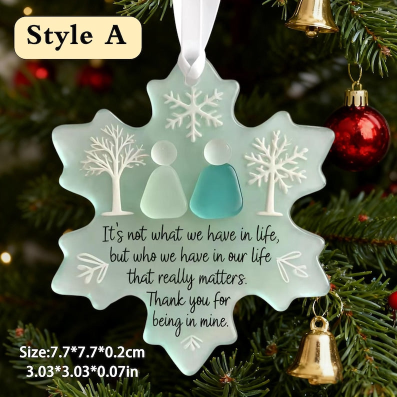 2D Sea Glass Friendship Ornament,Snowflake Timeless Friendship Acrylic Snowflake Keepsake,Christmas Tree Decor,Timeless Friendship Ornament