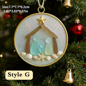 2D Sea Glass Friendship Ornament,Snowflake Timeless Friendship Acrylic Snowflake Keepsake,Christmas Tree Decor,Timeless Friendship Ornament