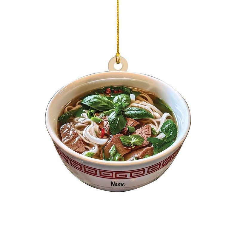 Vietnamese Pho Ornament, Pho Noodle Christmas Ornament, Noodle Ornament, Asian Food Ornament, Gift For Food Lovers