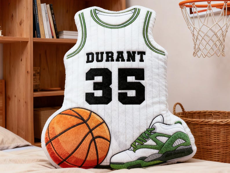 Custom Jersey Pillow,Personalized Basketball Jersey Pillow with Number,Basketball Lover Player Gift,Sports Pillow,Kids Gift,Throw Pillow
