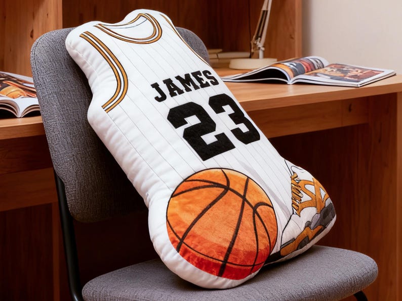 Custom Jersey Pillow,Personalized Basketball Jersey Pillow with Number,Basketball Lover Player Gift,Sports Pillow,Kids Gift,Throw Pillow