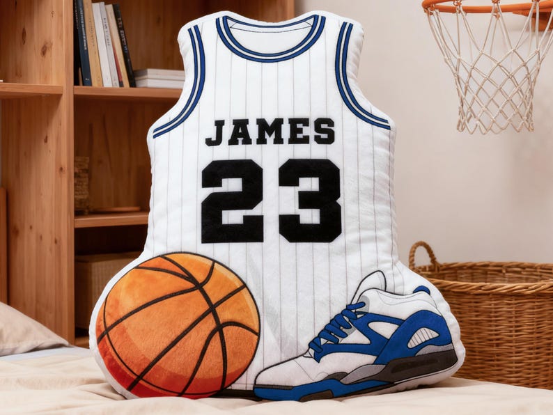 Custom Jersey Pillow,Personalized Basketball Jersey Pillow with Number,Basketball Lover Player Gift,Sports Pillow,Kids Gift,Throw Pillow