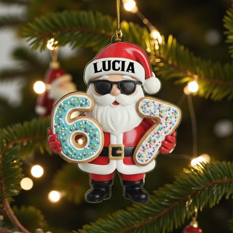 Gingerbread Six Seven Ornament Gen Alpha 67 Christmas Ornament for Kids & Teens
