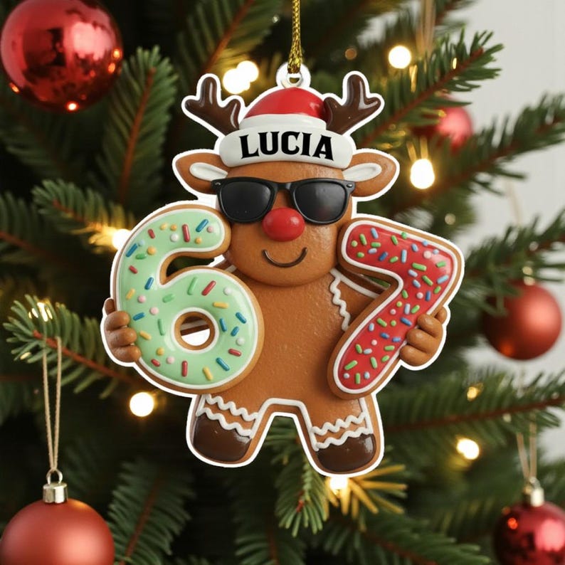Gingerbread Six Seven Ornament Gen Alpha 67 Christmas Ornament for Kids & Teens
