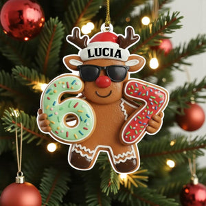 Gingerbread Six Seven Ornament Gen Alpha 67 Christmas Ornament for Kids & Teens