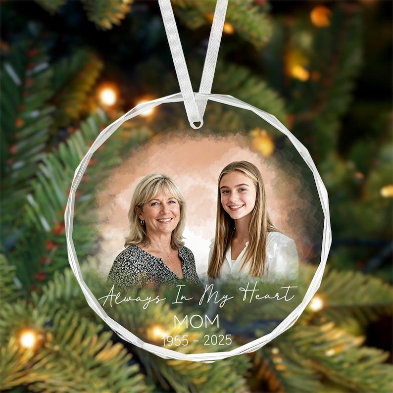 Custom Photo Memorial Ornament, Dad Mom Memorial Christmas decor,Remembrance Gift
