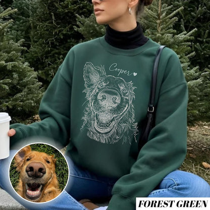 Custom Dog Photo Sweatshirt, Dog Owner Xmas Gift, Personalized Pet Portrait from Photo, Custom Dog Cat Drawing Shirt, Pet Memorial Gift