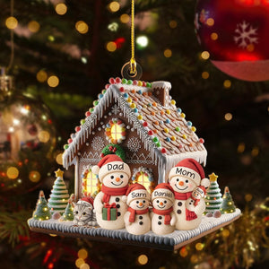 Personalized Gingerbread House Ornament, Family Christmas 2025, Custom Snowman Keepsake, Cat Lover Xmas Gift, New Home Decoration Tree Decor