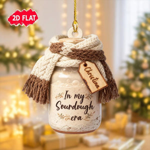 Personalized Sourdough Christmas Ornament, 2D Flat Sourdough Starter Tree Decor, Baking Gift for Bakers & Bread Lovers, In My Sourdough Era