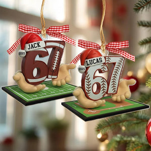 Custom Name 67 Sport Ornament, Soccer Baseball Volleyball Basketball Ornament, Acrylic Funny Slang 67 Ornament, Six Seven Gen Alpha Humor