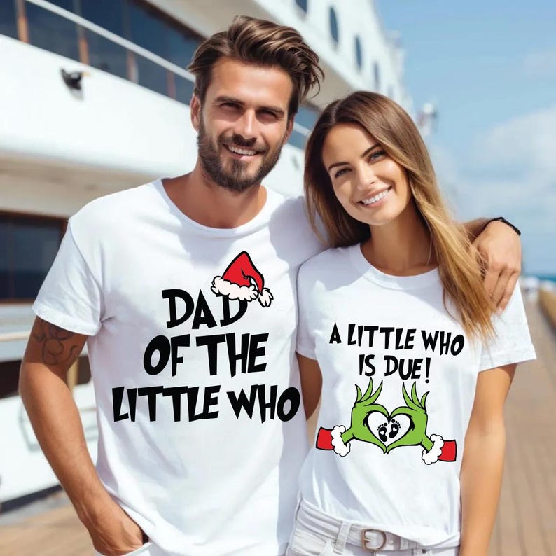 A Little Who Is Due Couple Shirt, Christmas Pregnancy Reveal Couple Shirt Christmas Pregnant Gift, Christmas pregnancy, The man behind the who Shirt